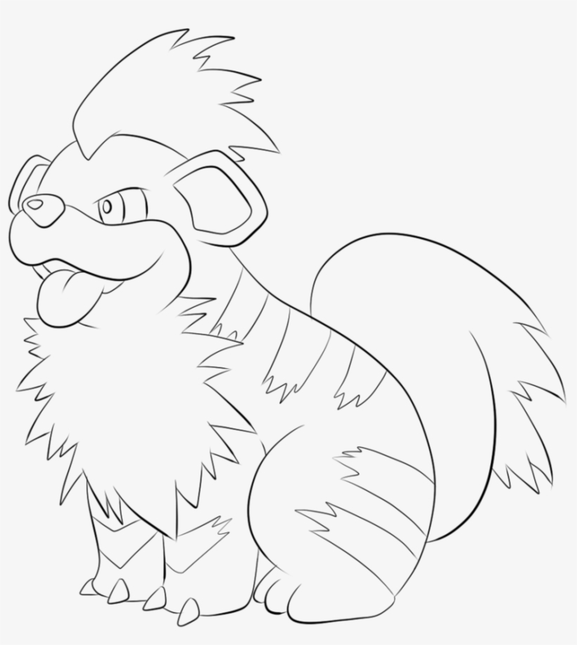 Arcanine Lineart Growlithe - Growlithe Draw, transparent png #4430314