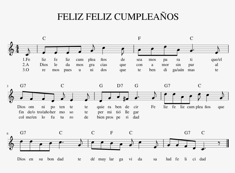 Feliz Feliz Cumpleaños Sheet Music For Piano Download - Sheet Music, transparent png #4431704