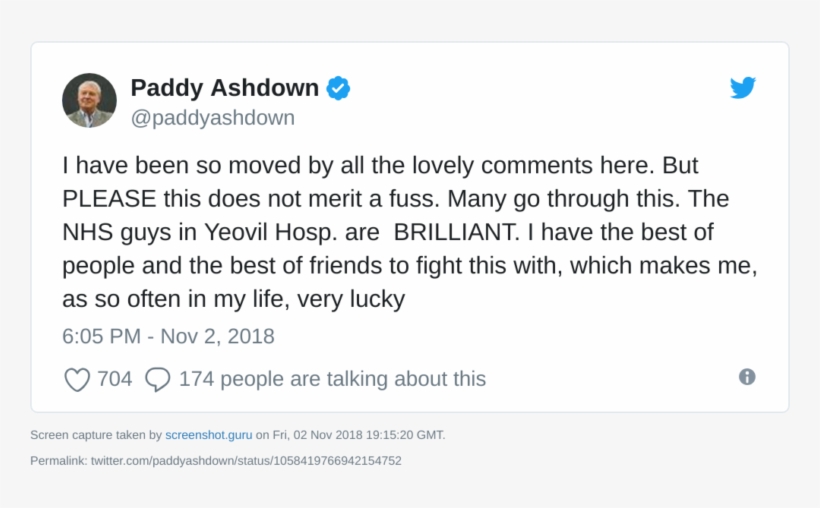Paddy Ashdown Praising The Quality Of His Cancer Treatment - Iran, transparent png #4432511