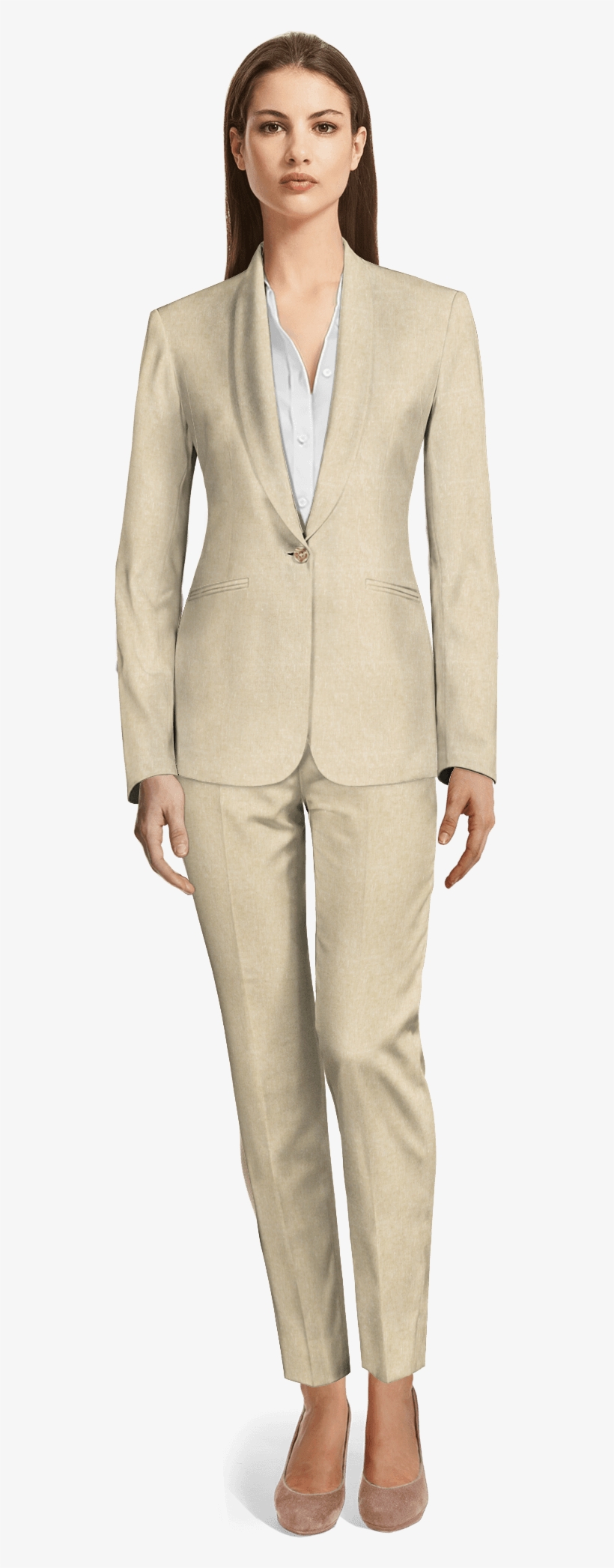 Beige Linen Pant Suit - Grey Double Breasted Suit For Women, transparent png #4434904