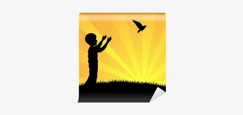 Little Boy Releasing A White Pigeon Wall Mural • Pixers® - Gratitude Is Best Attitude, transparent png #4435121