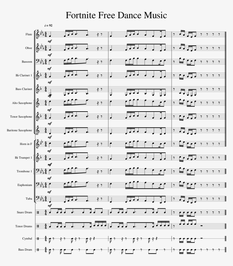 Fortnite Default Dance Music Sheet Music For Flute, - Fortnite Default Dance Trumpet, transparent png #4436816