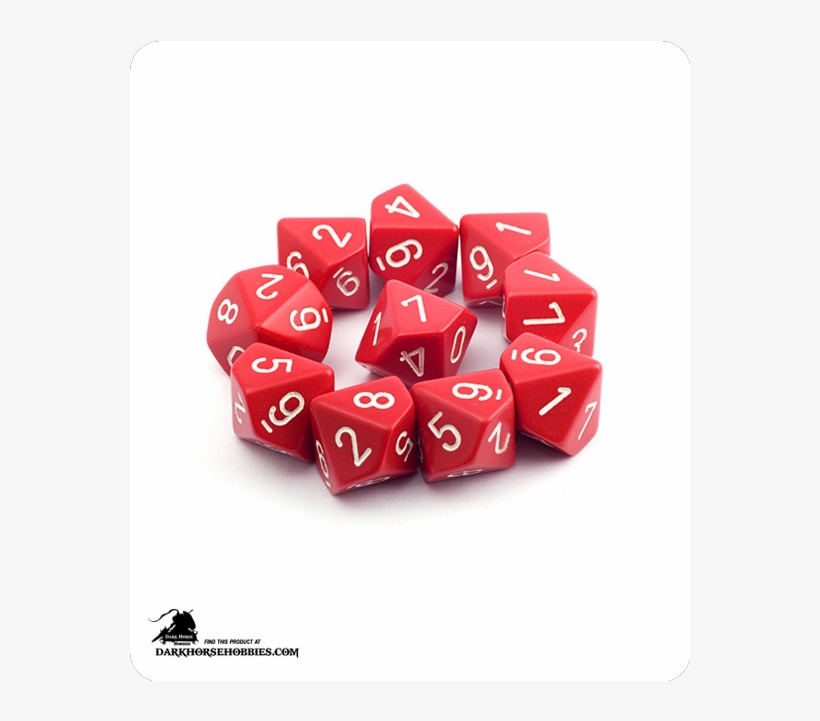 Opaque Red/white D10 Dice Set - Chessex, transparent png #4440382