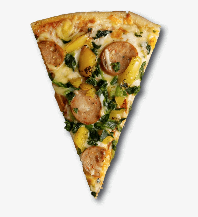 Chicken Sausage And Roasted Yellow Peppers - Pizza Slice Png Top View, transparent png #4440883