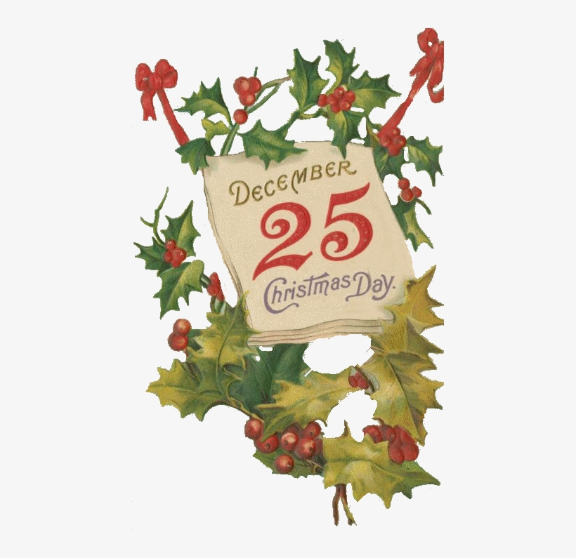 Zoom Diseño Y Fotografia Christmas Vintage Adornos - Old Vintage Christmas Postcards Holly, transparent png #4440970