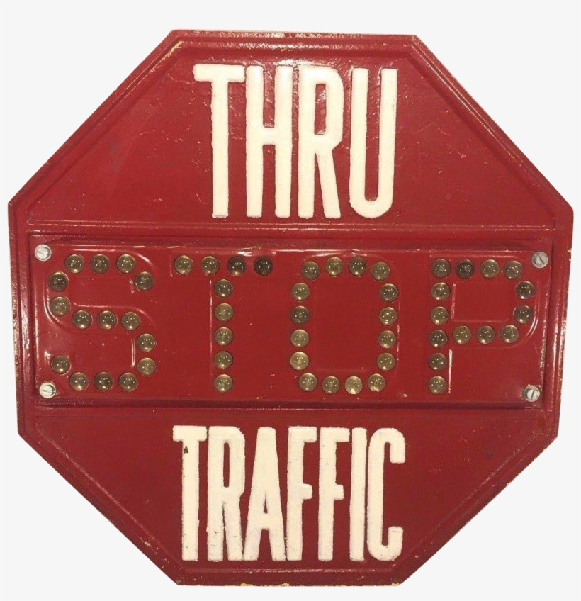 Vintage Metal Stop Traffic Sign W/cat Eye Glass Balls - Traffic Sign, transparent png #4441453