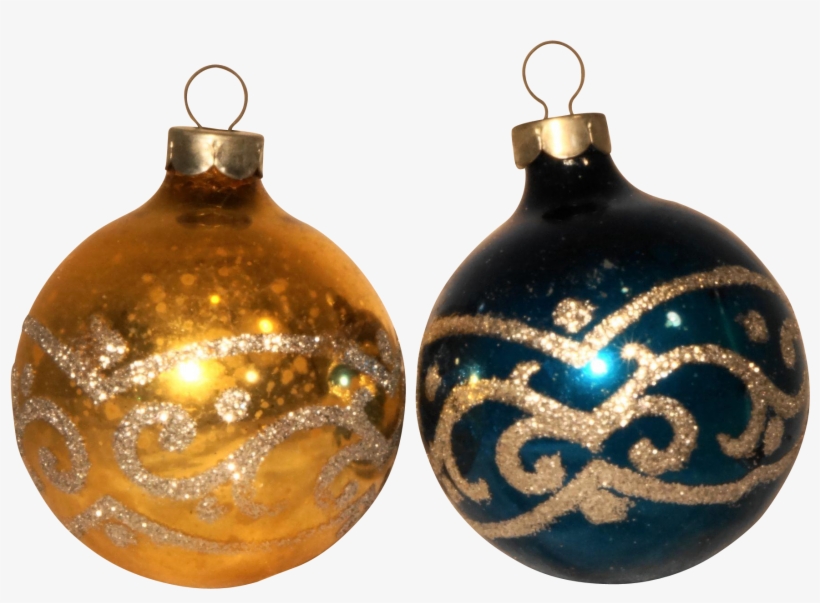 Silver Glitter Christmas Ornaments - Christmas Balls Blue Gold, transparent png #4441838