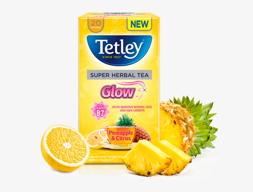 Glow Pineapple And Citrus With Vitamin B7 - Tetley Super Fruits Tea Mind Exotic Fruits, transparent png #4444949