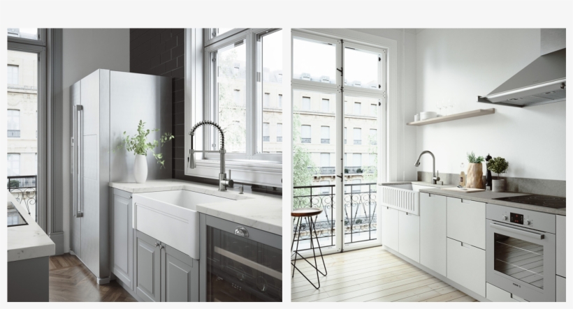 Two Vigo Matte Stone Farmhouse Kitchen Sinks, One Double - Kitchen, transparent png #4445951