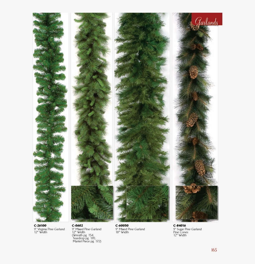 9' X 15" Heavy Flocked Long Twig Needle Garland - Autograph Artificial Christmas Garland Mixed Pine Garland, transparent png #4447927