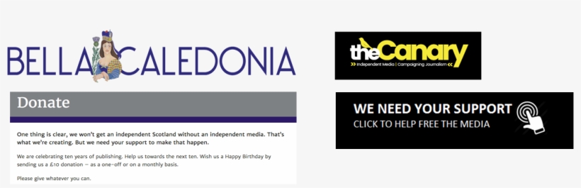 Bella Caledonia The Canary Donation Messages - Donation, transparent png #4449554