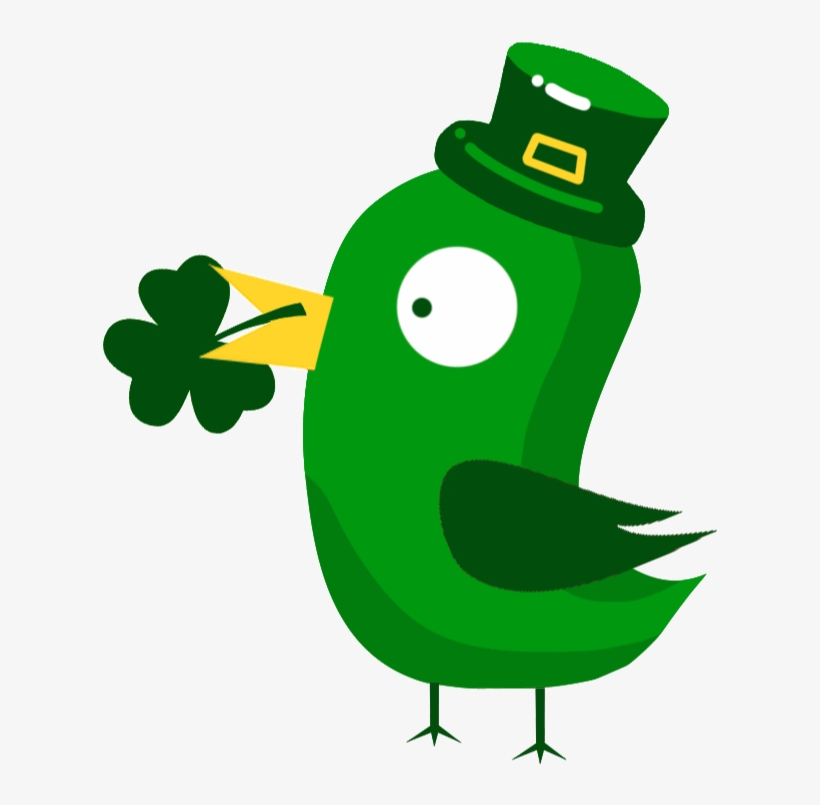 Green Bird With Clovers St - Saint Patrick's Day, transparent png #4450804