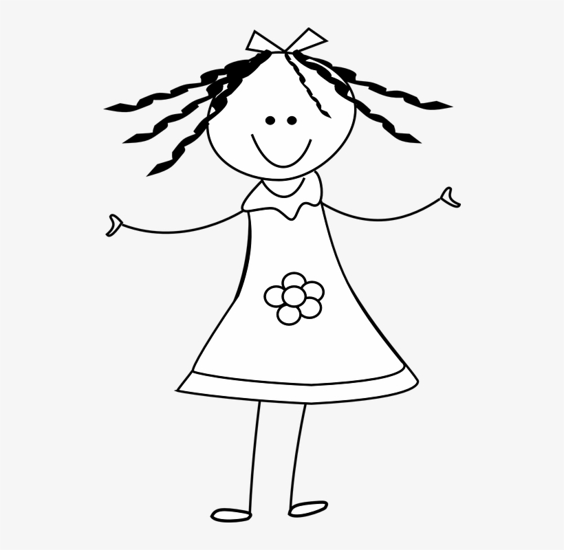 Female Stick Figure Png - Girl Clipart Black And White, transparent png #4455543