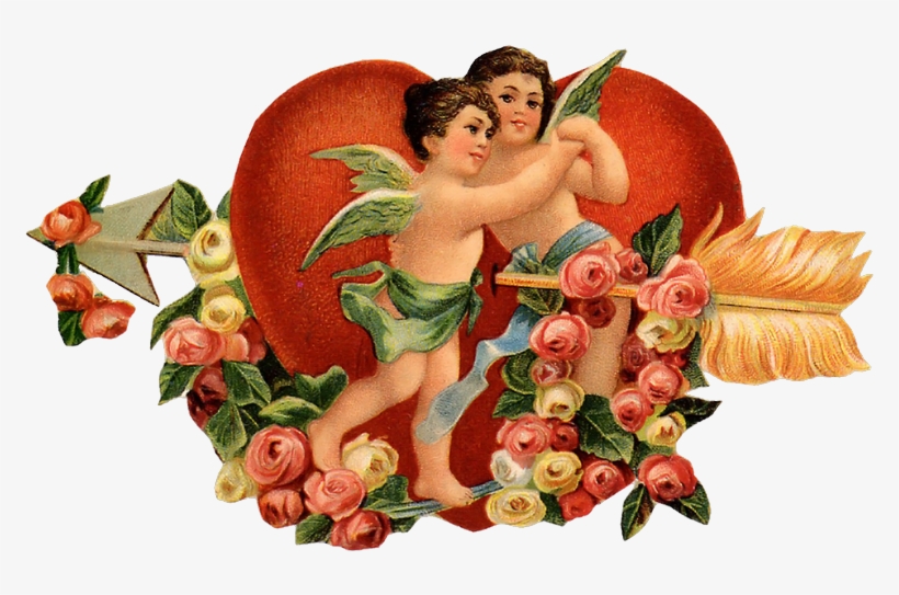39 - Valentines Day Vintage Cupid, transparent png #4457910