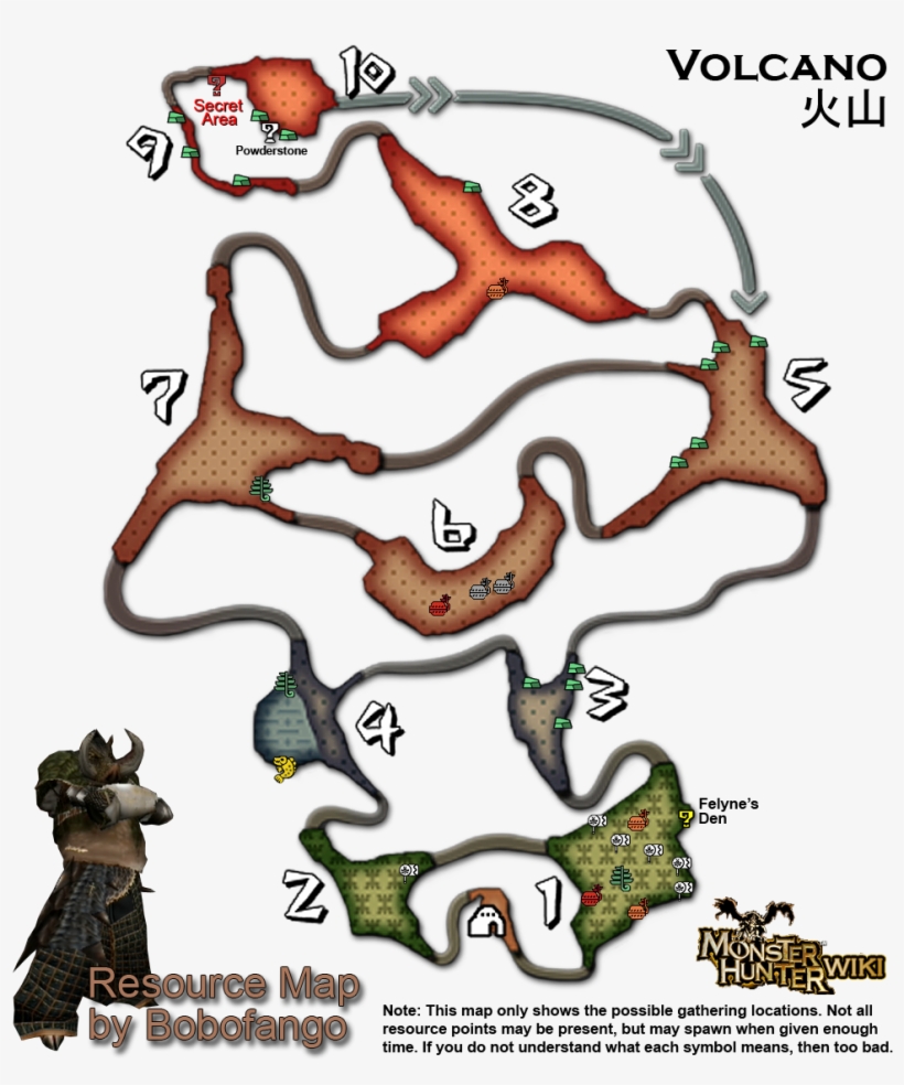 Why No Volcano Resource Map In The Faqs Section - Monster Hunter Portable 3rd Volcano Resource Map, transparent png #4460461