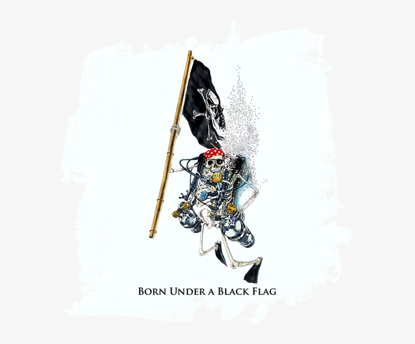 Skeleton Holding Pirate Flag - Sleeve, transparent png #4461448