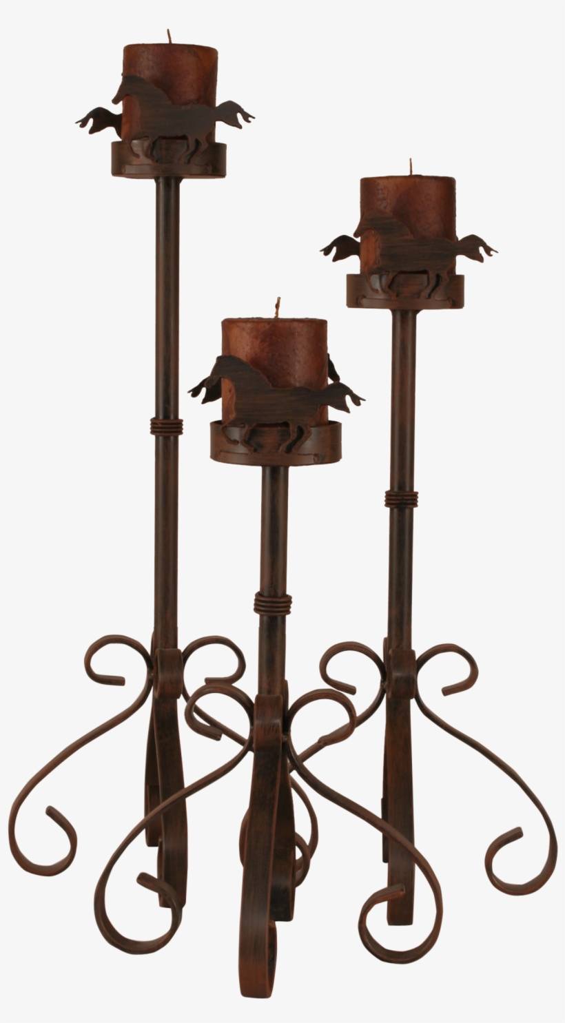 Rust Streak Iron S Leg Candle Set W/ Horse Accent - Coast Lamp Mfg. Rustic Living 3 Piece Iron Candlestick, transparent png #4462480