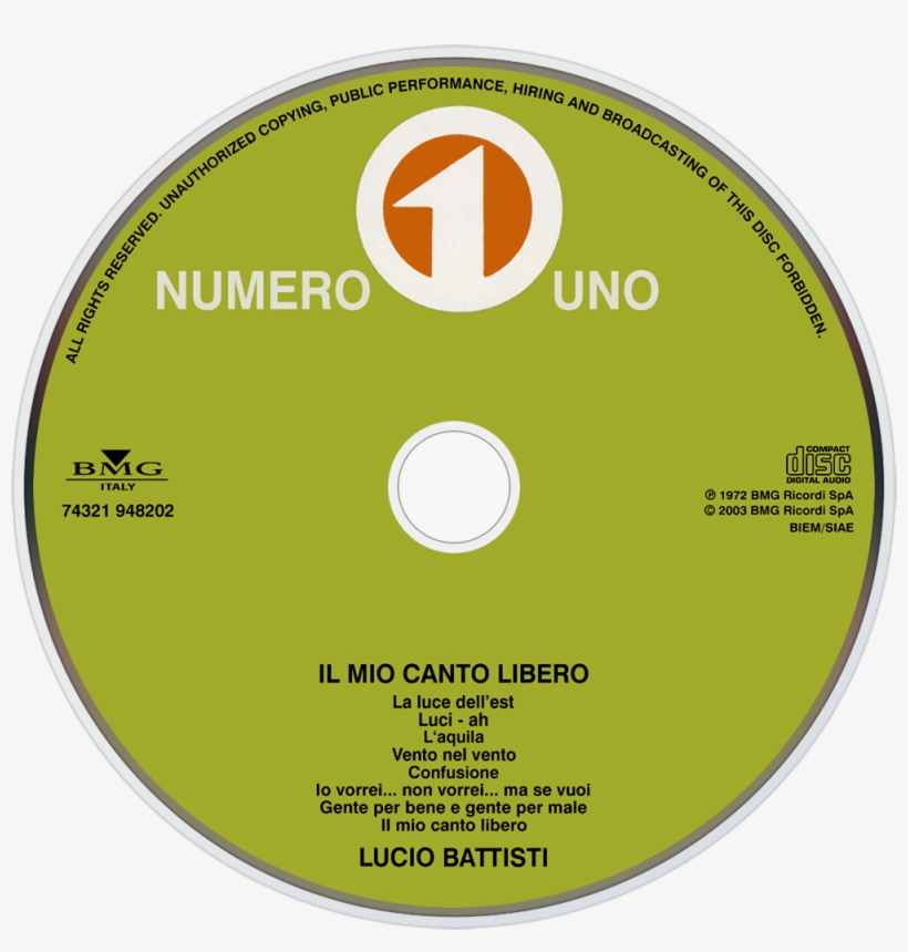 Lucio Battisti Il Mio Canto Libero Cd Disc Image - Lucio Battisti, transparent png #4462536