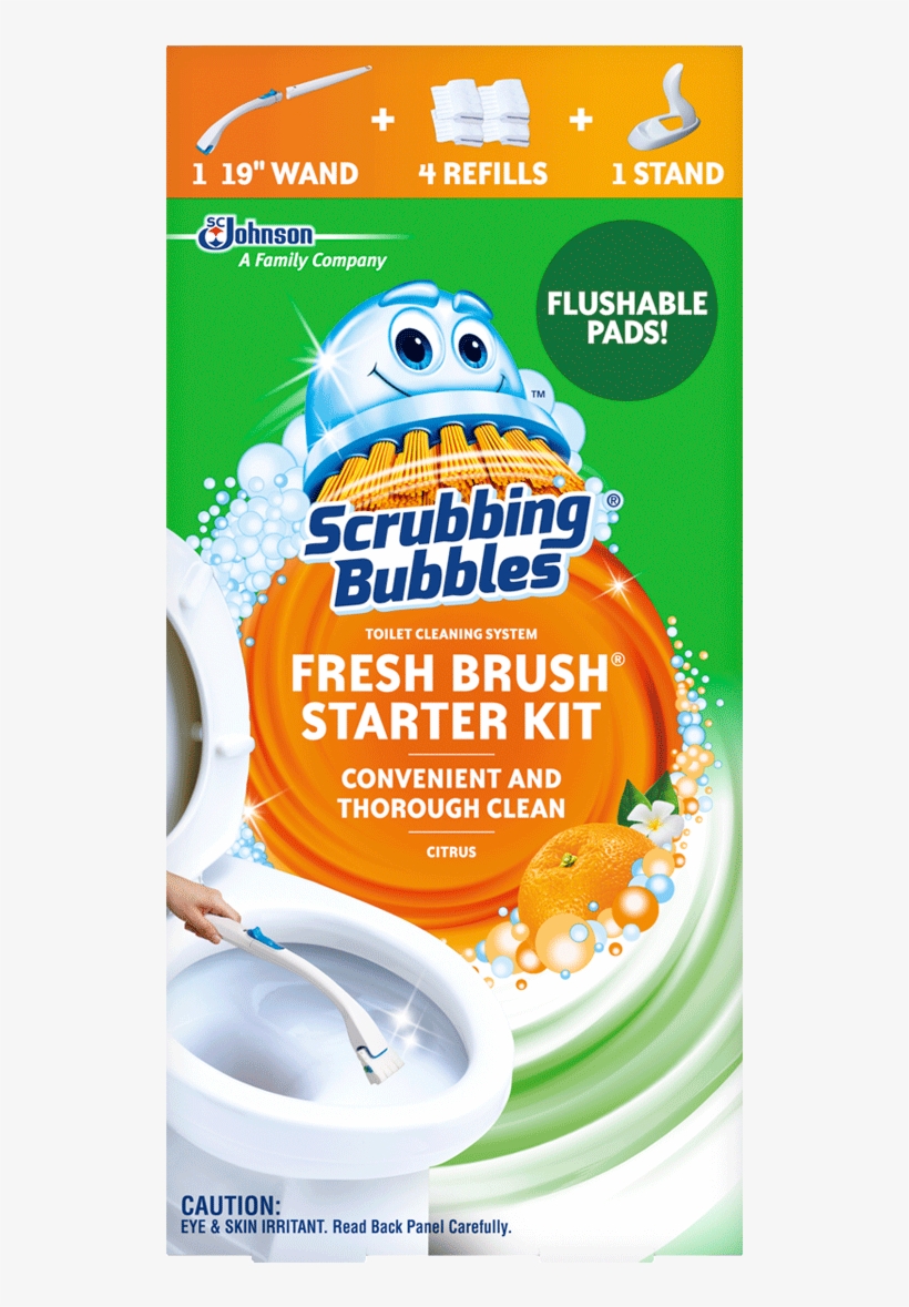 Fresh Brush - Scrubbing Bubbles Toilet Fresh Brush Flushable Refills, transparent png #4463264