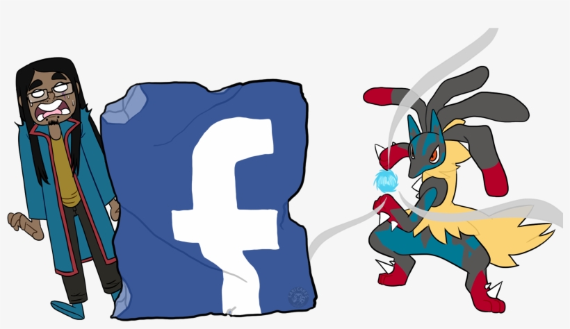 The Facebook Icon Being Distroyed By Lucario, While - Illustration, transparent png #4464223