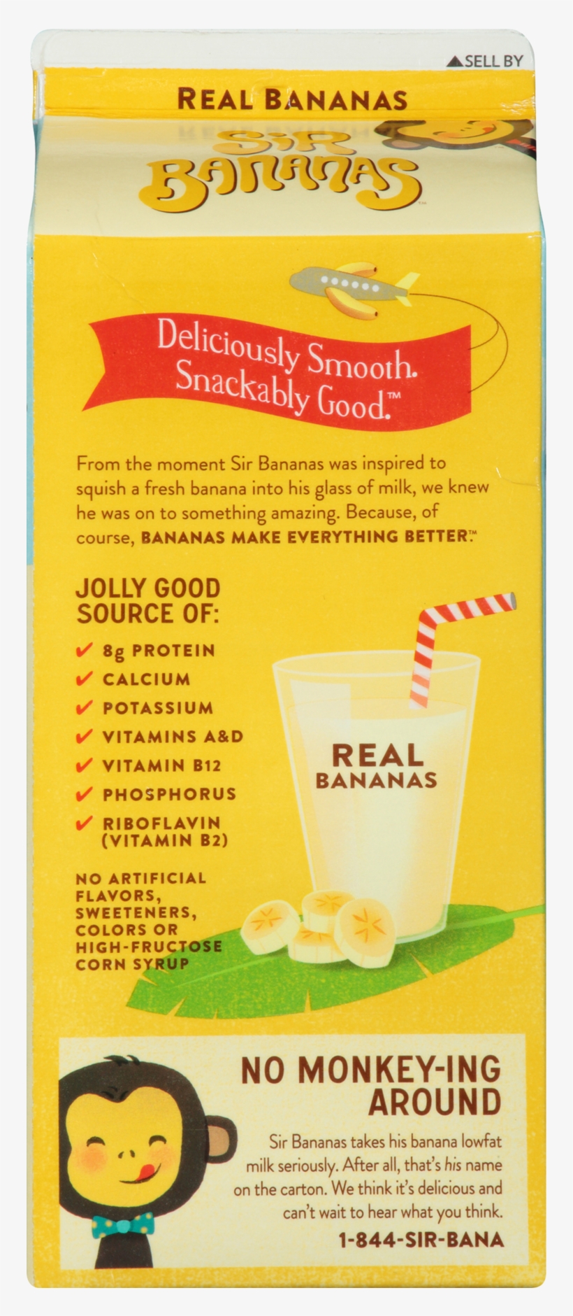Sir Bananas Lowfat Bananamilk - 64 Fl Oz Carton, transparent png #4470150