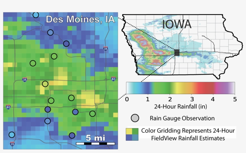 Gridded Fieldview Rainfall Estimates And Corresponding - Map, transparent png #4470351