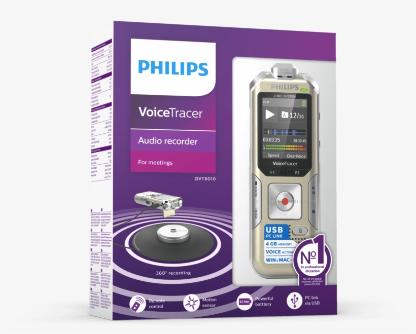 Voicetracer Audio Recorder - Philips Dvt8010 Digital Voice Recorder - 8 Gb - Up, transparent png #4472334