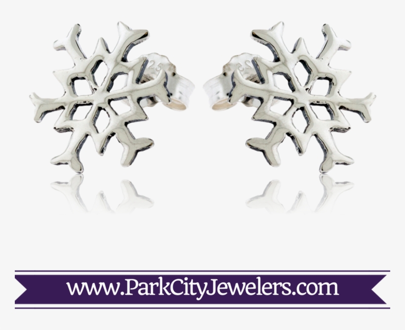 Sterling Silver Post Snowflake Earrings - Elk Ivory Engagement Rings, transparent png #4473314