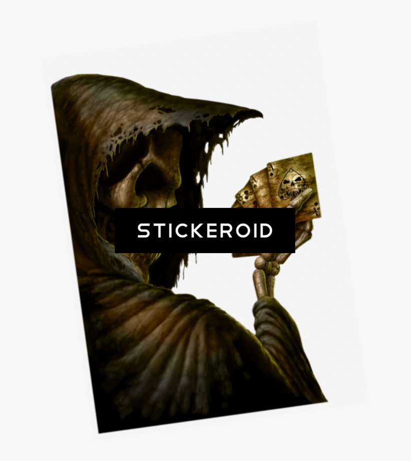 رعب Png Hd رعب - Grim Poker Skeleton Death Skull 40x30 Framed Canvas, transparent png #4474578