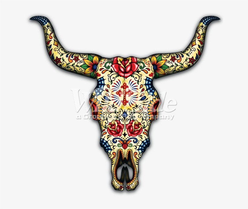 Day Of The Dead Bull Skull - Day Of The Dead Animal Skulls, transparent png #4474722