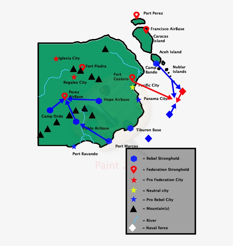 The 1st Rebel Fleet Is Destroyed And General Perez - Map, transparent png #4475710