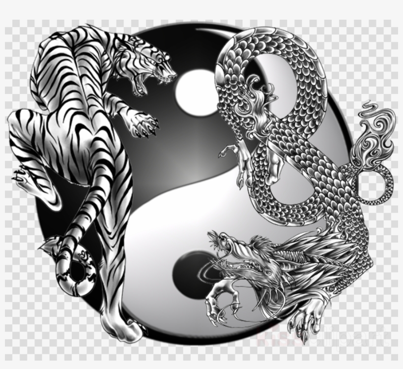 Download Yin And Yang Tiger And Dragon Clipart Tiger - Dragon And Tiger Png, transparent png #4476365