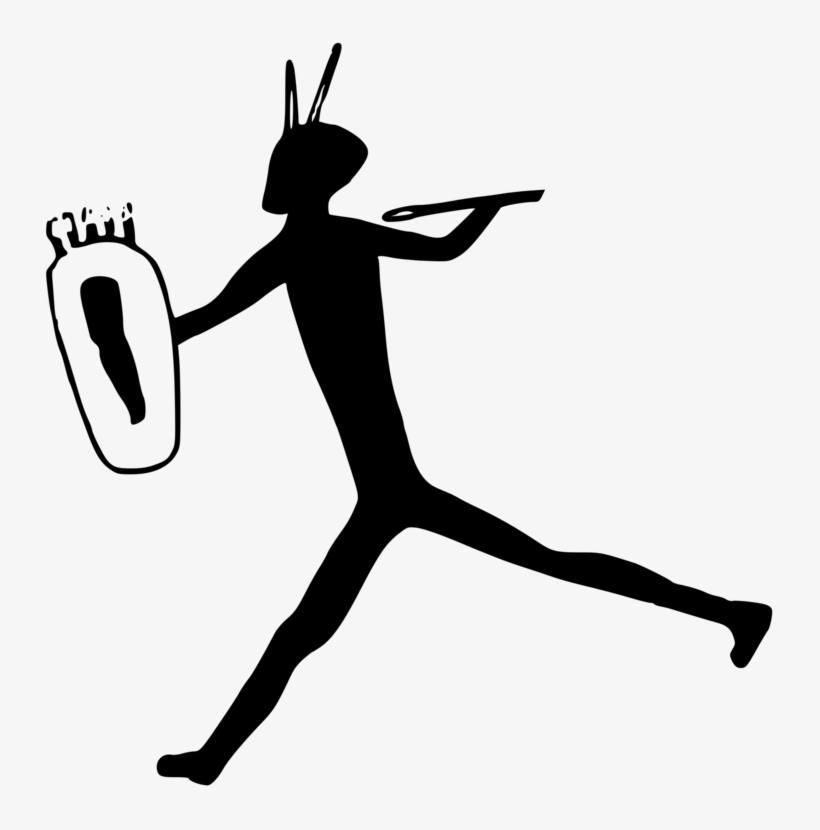 Banner Black And White Stock Cave Vector Man - Bushman Painting, transparent png #4477782