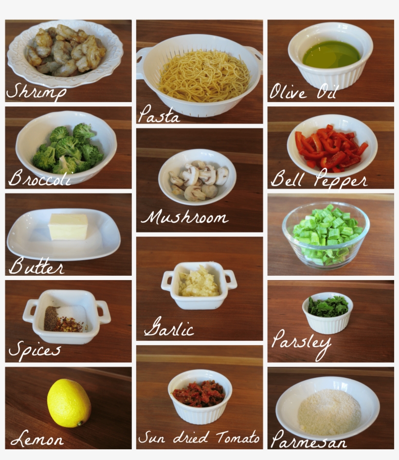 Garlic Shrimp Pasta Ingredients, transparent png #4484822