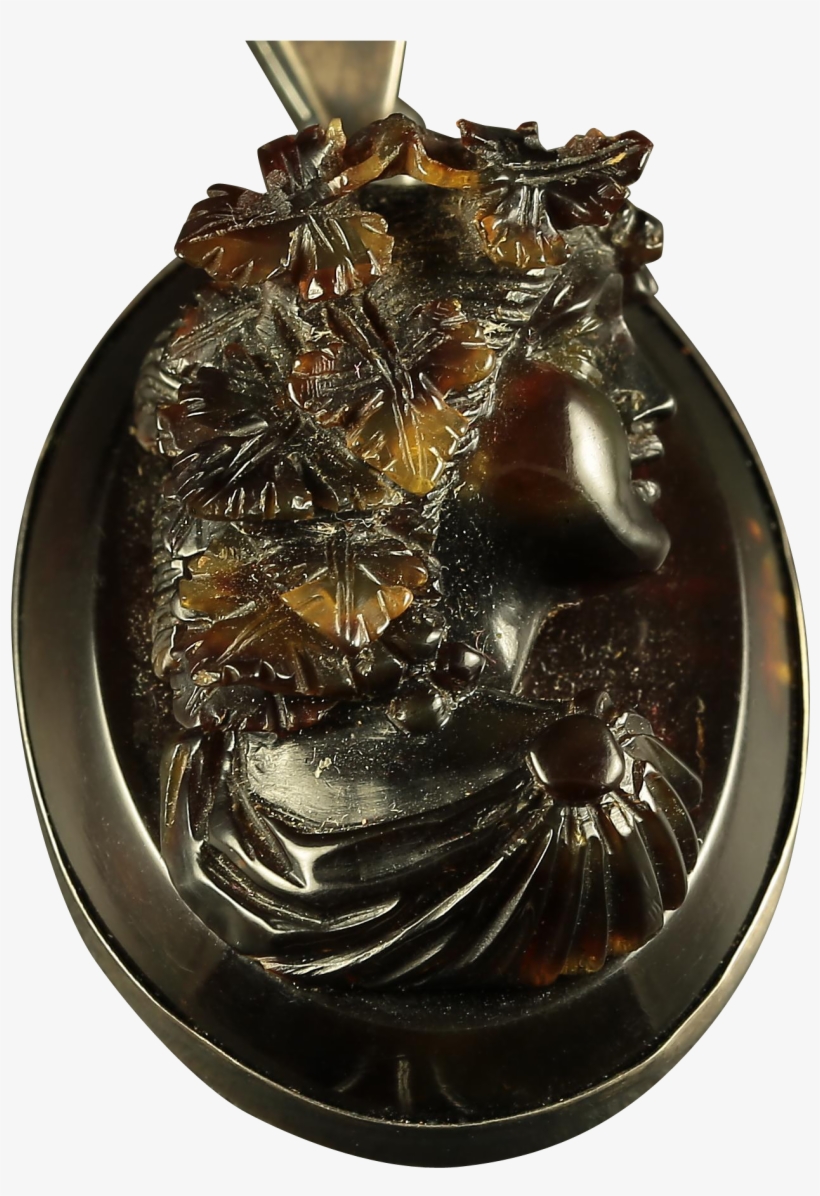 Antique Victorian Pique Tortoise Shell Cameo Pendant - Jewellery, transparent png #4485174