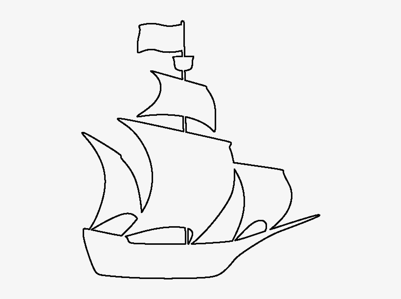 Pirate Ship Pattern - Outline Of A Pirate Ship, transparent png #4486150