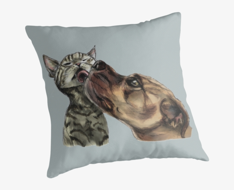 This Is A Rendering Of A Pitbull Dog Licking A Tabby - Tabby-kätzchen, Das Einen Pitbull-kuss Erhält Karte, transparent png #4490763