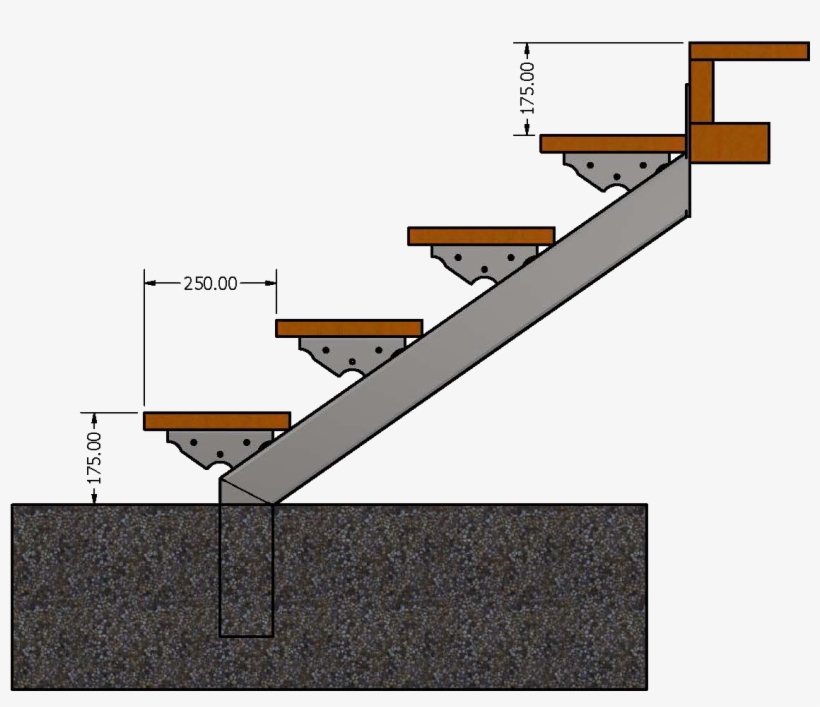 Easy Stair Stringers - Stairs Side View Png, transparent png #4491335
