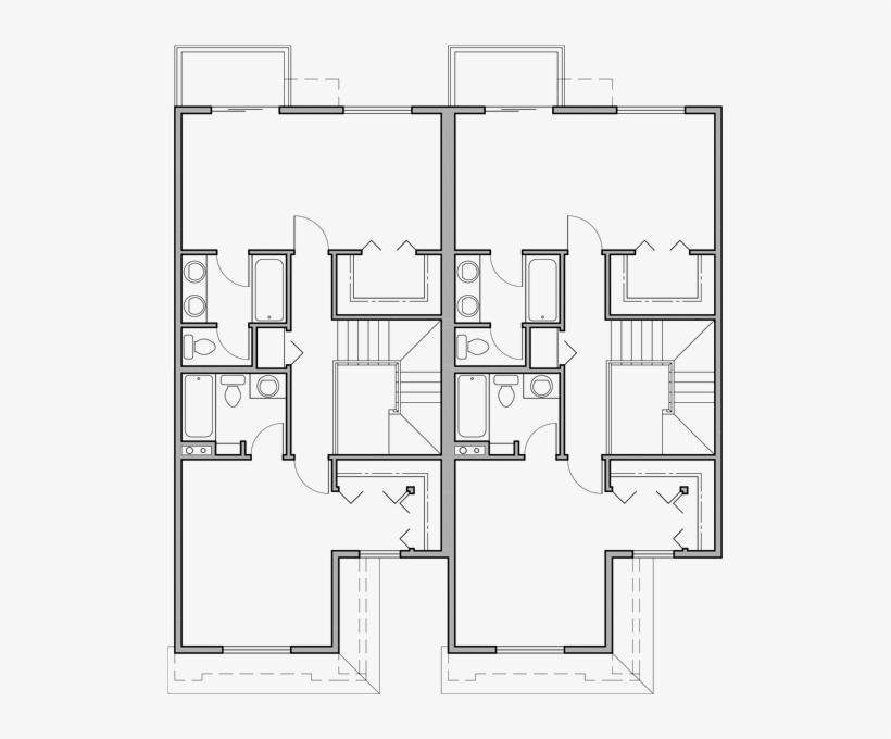 Two Story Duplex House Plans, 2 Bedroom Duplex House - House, transparent png #4498434