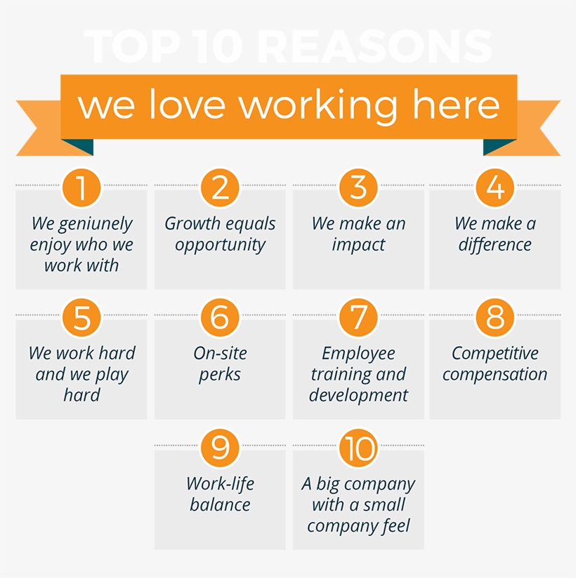 Why We Love Working Here - 10 Reasons To Work Here, transparent png #4498992