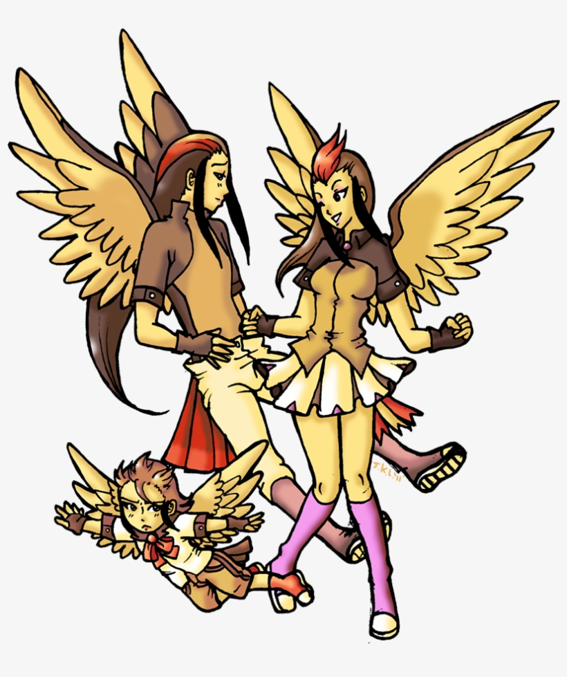 Pokemon Gijinka 016-018 By Akumabaka - Human Pidgeotto, transparent png #450151