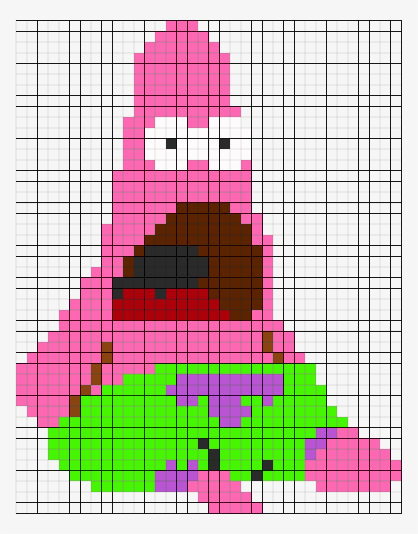 Face Melted Patrick - Patrick Pixel Art Grid, transparent png #450464