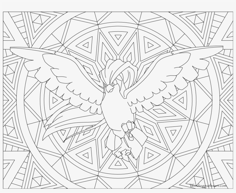 Pokemon Coloring Page 018 Roucarnage Coloring Pages - Mandalas De Pokemon Para Colorear, transparent png #450624