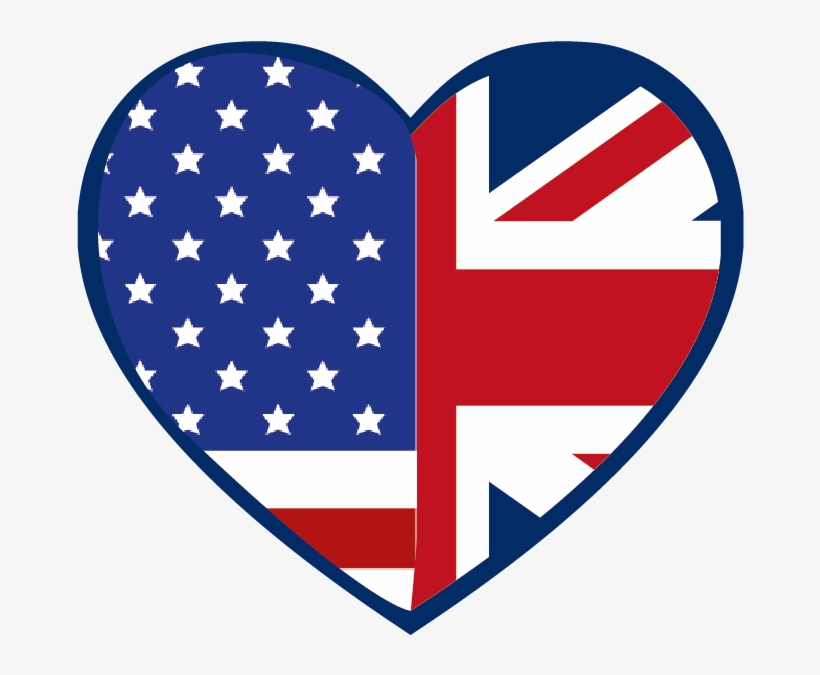 English Clipart Love English - American And British Heart, transparent png #452209