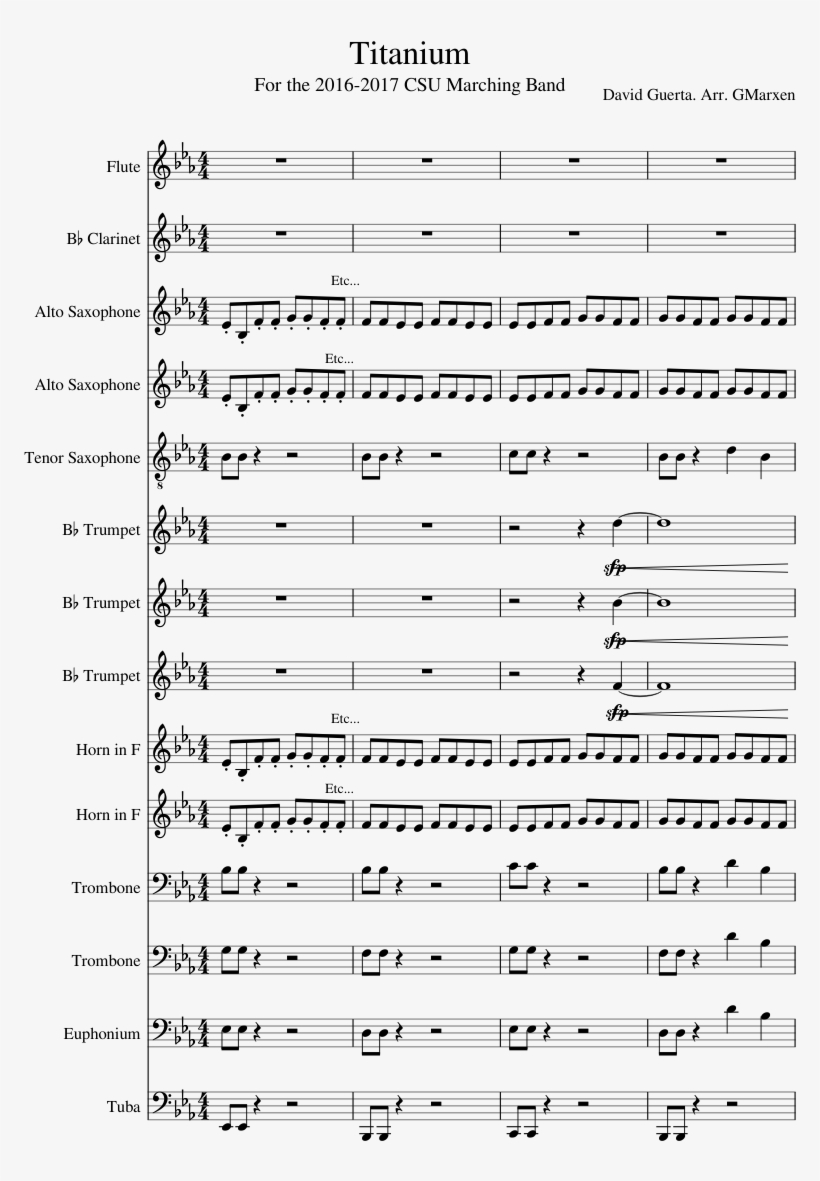 Titanium Sheet Music Composed By David Guerta - Violin, transparent png #453584