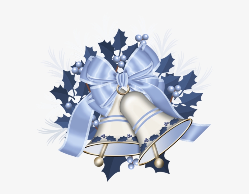 Silver Wedding Bells Png - Blue And Silver Christmas Clip Art, transparent png #456530