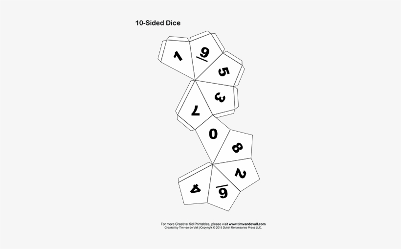 Templates For Making Your Own 6, 10, And 12 Sided Dice - Origami 10 Sided Dice, transparent png #457575