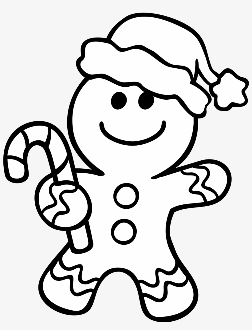 Gingerbread Man Outline - Christmas Coloring Pages Gingerbread Man, transparent png #457614