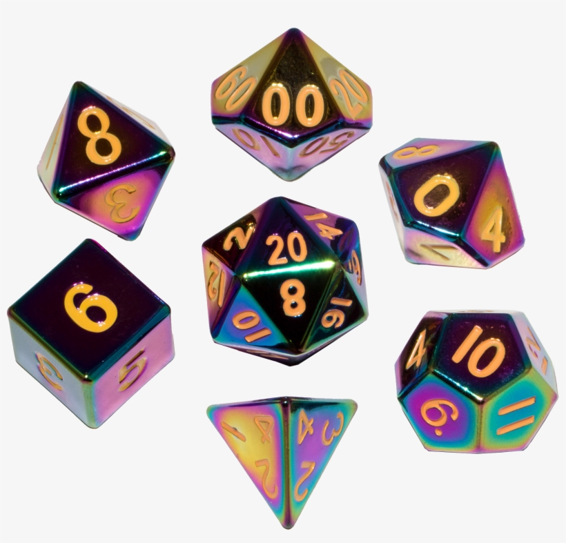 Mdg Metal 16mm 7-die Set Flame Torched Rainbow - Dice, transparent png #458219