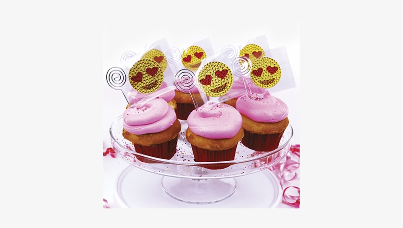 Heart Eye Emojis 6pack Cupcake Party Favor Rhinestone - Sticker, transparent png #458320